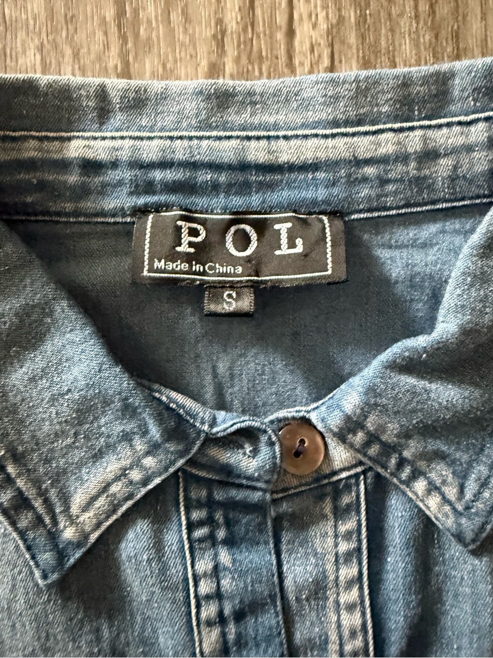 POL Denim Fringe Button Down Shirt - Picture 7 of 8